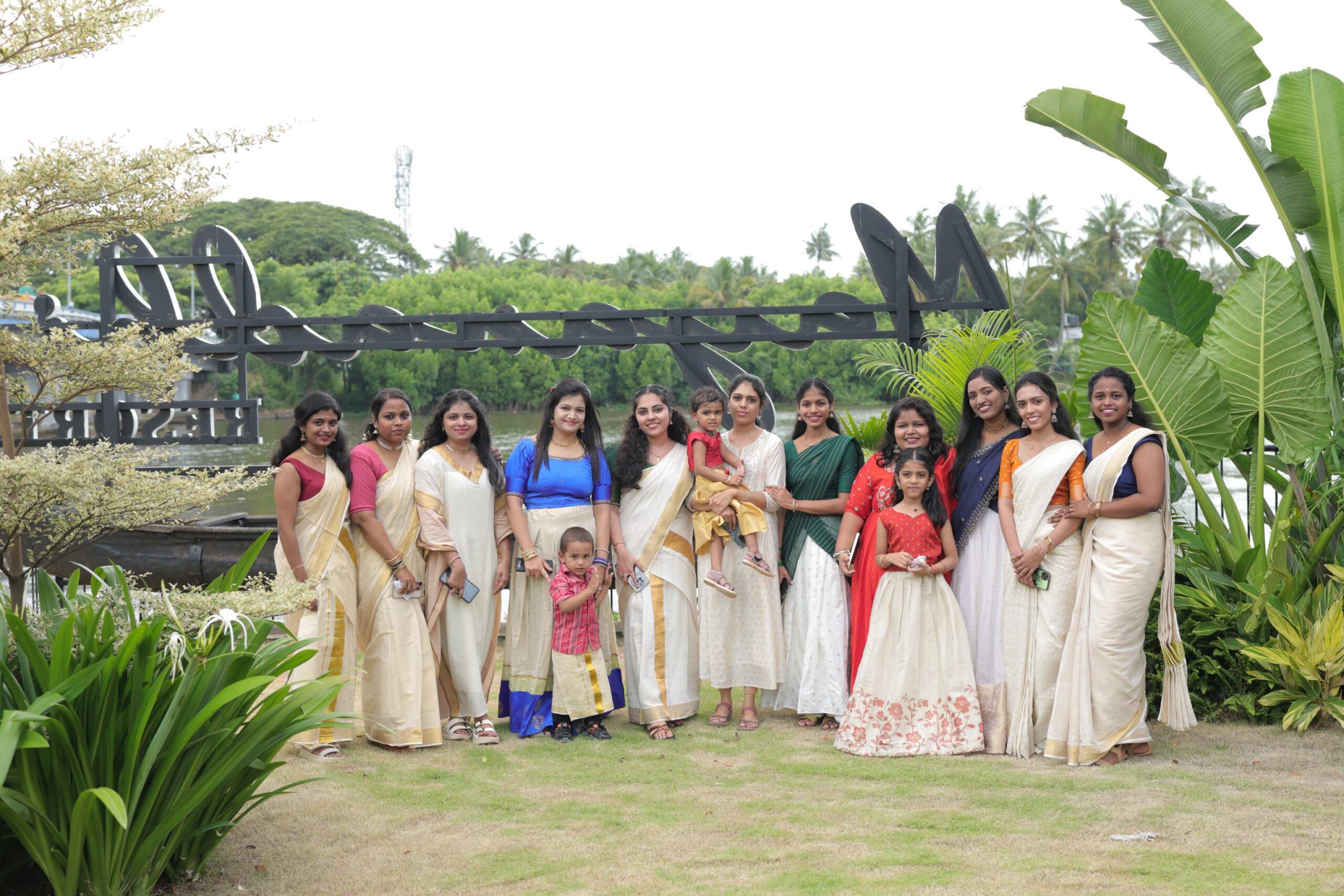 Team enjoying the traditional Onam sadya